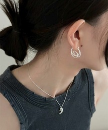くるんくるん ダブルライン フープピアス
