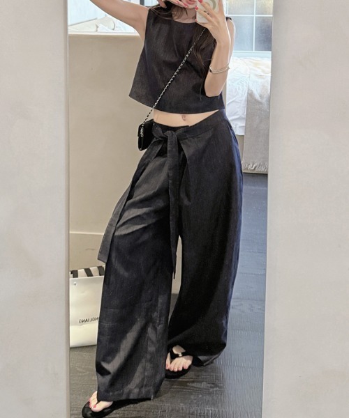 FLINEA(フリネア)の「デニムタンクトップ+パンツセットアップ(セットアップ・レディース・インディゴブルー・M/L)」の15枚目の写真