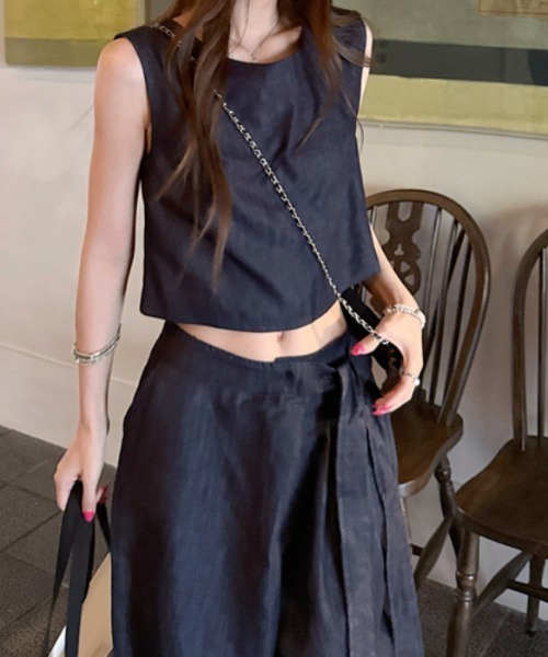 FLINEA(フリネア)の「デニムタンクトップ+パンツセットアップ(セットアップ・レディース・インディゴブルー・M/L)」の20枚目の写真