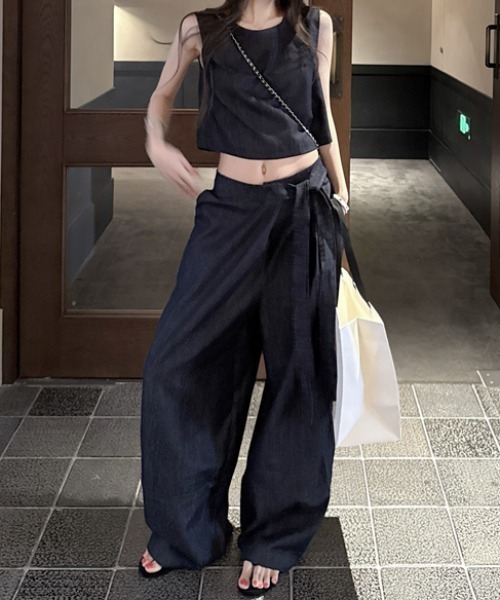 FLINEA(フリネア)の「デニムタンクトップ+パンツセットアップ(セットアップ・レディース・インディゴブルー・M/L)」の8枚目の写真