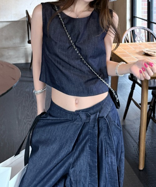 FLINEA(フリネア)の「デニムタンクトップ+パンツセットアップ(セットアップ・レディース・インディゴブルー・M/L)」の22枚目の写真