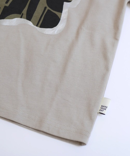 MAKE YOUR DAY(メイクユアデイ)の「キカ柄ロゴプリントTシャツ■パパサイズ(Tシャツ/カットソー・メンズ・グレー/オフホワイト・L/M)」の8枚目の写真