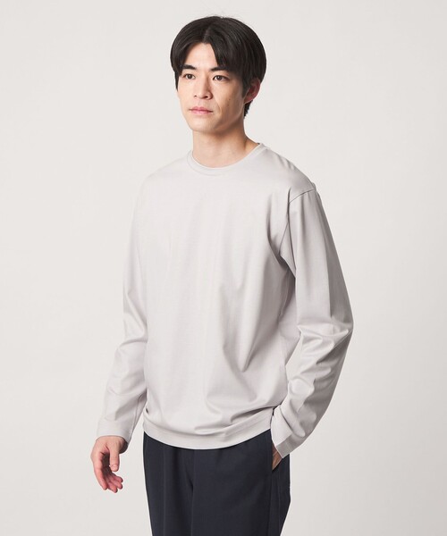 green label relaxing(グリーンレーベルリラクシング)の「オーガニック コットン ポンチ クルーネック 長袖 Tシャツ(Tシャツ/カットソー・メンズ・ダークブラウン/ライトグレー/ダークグリーン/ホワイト・XL/L/S/M/XXL)」の3枚目の写真