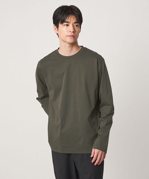 green label relaxing(グリーンレーベルリラクシング)の「オーガニック コットン ポンチ クルーネック 長袖 Tシャツ(Tシャツ/カットソー・メンズ・ダークブラウン/ライトグレー/ダークグリーン/ホワイト・XL/L/S/M/XXL)」の1枚目の写真