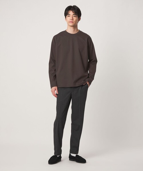 green label relaxing(グリーンレーベルリラクシング)の「オーガニック コットン ポンチ クルーネック 長袖 Tシャツ(Tシャツ/カットソー・メンズ・ダークブラウン/ライトグレー/ダークグリーン/ホワイト・XL/L/S/M/XXL)」の5枚目の写真