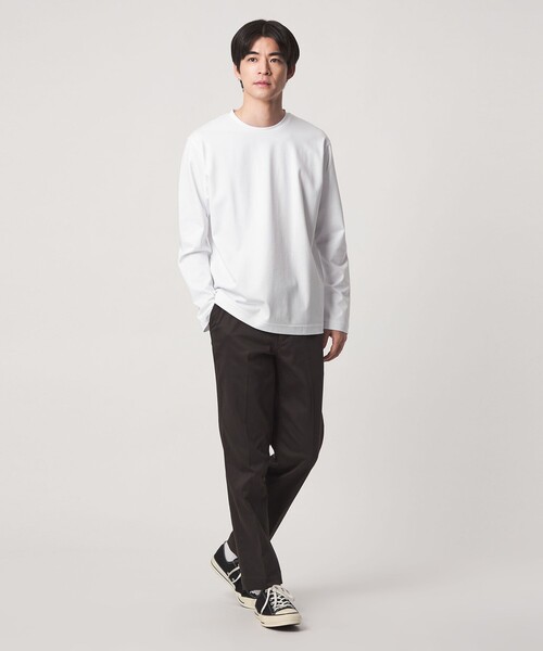 green label relaxing(グリーンレーベルリラクシング)の「オーガニック コットン ポンチ クルーネック 長袖 Tシャツ(Tシャツ/カットソー・メンズ・ダークブラウン/ライトグレー/ダークグリーン/ホワイト・XL/L/S/M/XXL)」の6枚目の写真