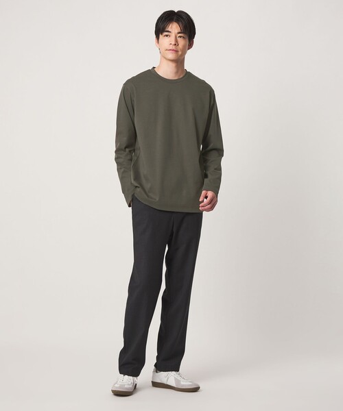 green label relaxing(グリーンレーベルリラクシング)の「オーガニック コットン ポンチ クルーネック 長袖 Tシャツ(Tシャツ/カットソー・メンズ・ダークブラウン/ライトグレー/ダークグリーン/ホワイト・XL/L/S/M/XXL)」の8枚目の写真