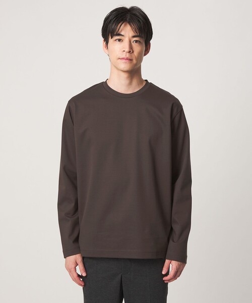 green label relaxing(グリーンレーベルリラクシング)の「オーガニック コットン ポンチ クルーネック 長袖 Tシャツ(Tシャツ/カットソー・メンズ・ダークブラウン/ライトグレー/ダークグリーン/ホワイト・XL/L/S/M/XXL)」の9枚目の写真