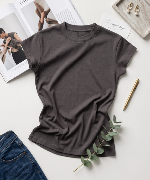 BUTTON SEOUL（ボタンソウル）の「[ウィメンズ] ベーシックエッセンシャルコットンショートスリーブ (6 COLORS)（Tシャツ/カットソー・レディース・ホワイト/ブラック/グレー/イエロー/サンドベージュ/シャーベット・SMALL/MEDIUM/LARGE）」の9枚目の写真
