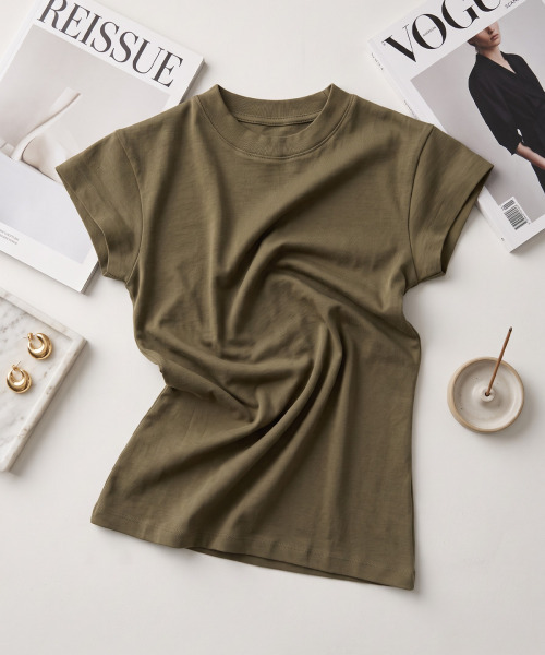 BUTTON SEOUL（ボタンソウル）の「[ウィメンズ] ベーシックエッセンシャルコットンショートスリーブ (6 COLORS)（Tシャツ/カットソー・レディース・ホワイト/ブラック/グレー/イエロー/サンドベージュ/シャーベット・SMALL/MEDIUM/LARGE）」の10枚目の写真