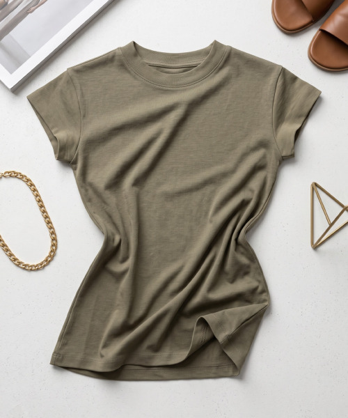 BUTTON SEOUL（ボタンソウル）の「[ウィメンズ] ベーシックエッセンシャルコットンショートスリーブ (6 COLORS)（Tシャツ/カットソー・レディース・ホワイト/ブラック/グレー/イエロー/サンドベージュ/シャーベット・SMALL/MEDIUM/LARGE）」の11枚目の写真