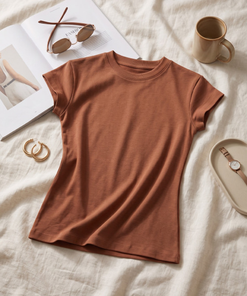 BUTTON SEOUL（ボタンソウル）の「[ウィメンズ] ベーシックエッセンシャルコットンショートスリーブ (6 COLORS)（Tシャツ/カットソー・レディース・ホワイト/ブラック/グレー/イエロー/サンドベージュ/シャーベット・SMALL/MEDIUM/LARGE）」の12枚目の写真