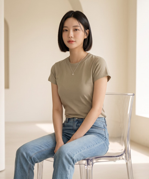 BUTTON SEOUL（ボタンソウル）の「[ウィメンズ] ベーシックエッセンシャルコットンショートスリーブ (6 COLORS)（Tシャツ/カットソー・レディース・ホワイト/ブラック/グレー/イエロー/サンドベージュ/シャーベット・SMALL/MEDIUM/LARGE）」の17枚目の写真