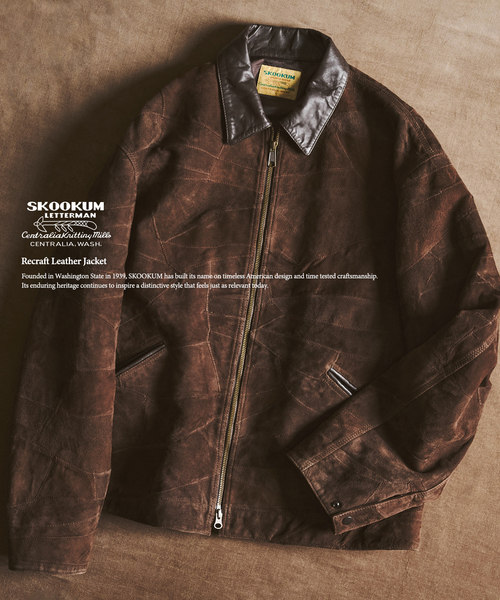 417 EDIFICE(フォーワンセブンエディフィス)の「SKOOKUM / スクーカム リクラフト レザージャケット(ライダースジャケット・メンズ・ブラウン/チョコ/ブラック・LARGE/MEDIUM)」の2枚目の写真