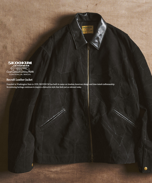 417 EDIFICE(フォーワンセブンエディフィス)の「SKOOKUM / スクーカム リクラフト レザージャケット(ライダースジャケット・メンズ・ブラウン/チョコ/ブラック・LARGE/MEDIUM)」の1枚目の写真