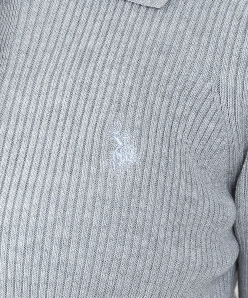 U.S. POLO ASSN.(ユーエスポロアッスン)の「WEGO/【26年秋冬新作】U.S.POLO ASSN.2重衿フレアスリーブニット(ニット/セーター・レディース・ネイビー/アイボリー/杢グレー・LARGE/MEDIUM)」の4枚目の写真