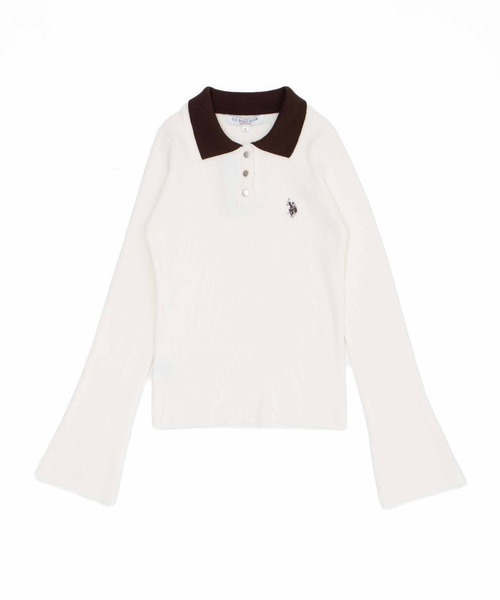 U.S. POLO ASSN.(ユーエスポロアッスン)の「WEGO/【26年秋冬新作】U.S.POLO ASSN.2重衿フレアスリーブニット(ニット/セーター・レディース・ネイビー/アイボリー/杢グレー・LARGE/MEDIUM)」の8枚目の写真