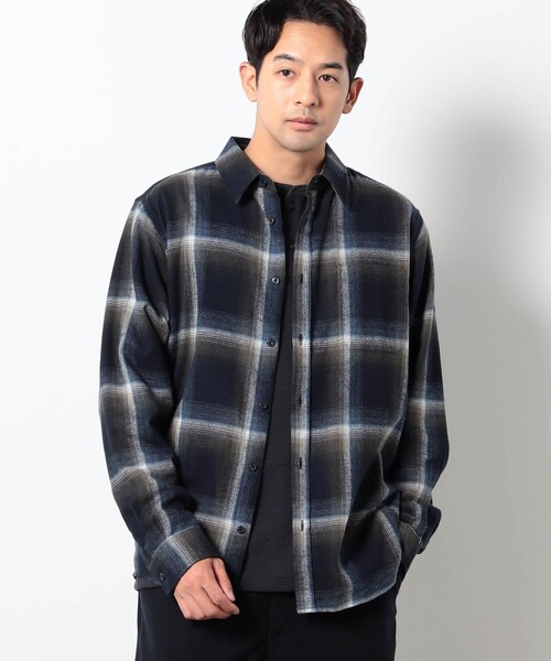 Grand PARK(グランドパーク)の「コットンオンブレチャックシャツ(シャツ/ブラウス・メンズ・ダークブラウン/ブラック/ライトブルーグレー/ブルー・L/M)」の2枚目の写真