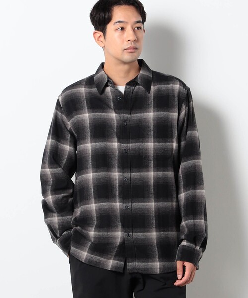 Grand PARK(グランドパーク)の「コットンオンブレチャックシャツ(シャツ/ブラウス・メンズ・ダークブラウン/ブラック/ライトブルーグレー/ブルー・L/M)」の1枚目の写真