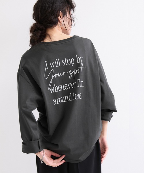 le cercle ADAM ET ROPE'(ルセルクルアダムエロペ)の「ロゴ刺繍バックラウンドヘムロンTEE(Tシャツ/カットソー・レディース・ホワイト/チャコールグレー/ブラウン・FREE)」の6枚目の写真