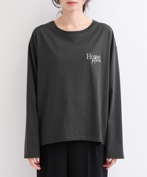 le cercle ADAM ET ROPE'(ルセルクルアダムエロペ)の「ロゴ刺繍バックラウンドヘムロンTEE(Tシャツ/カットソー・レディース・ホワイト/チャコールグレー/ブラウン・FREE)」の18枚目の写真