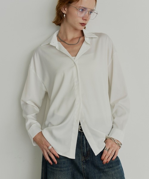 uchi.(ウチ)の「サテンライク レギュラーカラーシャツ(シャツ/ブラウス・レディース・ホワイト/ブラウン/ブルーグレー・FREE)」の15枚目の写真