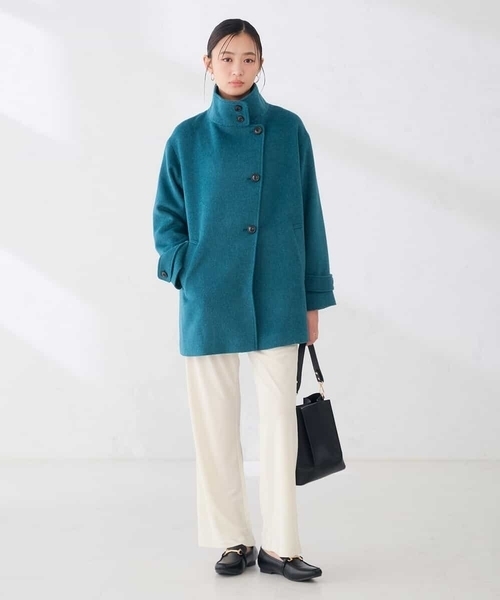 a.v.v(アーヴェヴェ)の「【WEB限定】スタンドカラー ミディ コート(ピーコート・レディース・ブラック/ライトグレー/グリーン・38/36/40)」の7枚目の写真