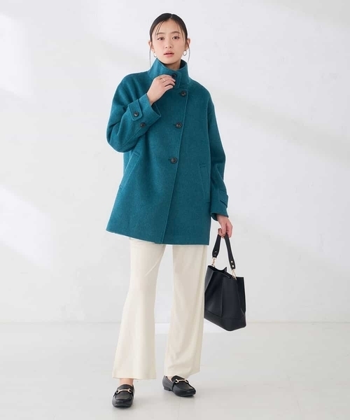 a.v.v(アーヴェヴェ)の「【WEB限定】スタンドカラー ミディ コート(ピーコート・レディース・ブラック/ライトグレー/グリーン・38/36/40)」の8枚目の写真