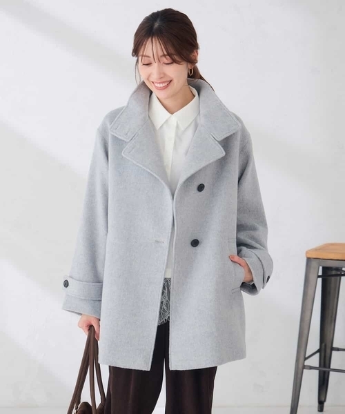 a.v.v(アーヴェヴェ)の「【WEB限定】スタンドカラー ミディ コート(ピーコート・レディース・ブラック/ライトグレー/グリーン・38/36/40)」の11枚目の写真