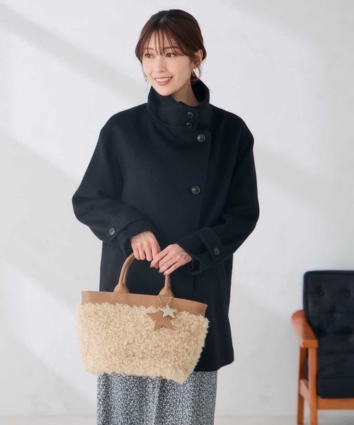 a.v.v(アーヴェヴェ)の「【WEB限定】スタンドカラー ミディ コート(ピーコート・レディース・ブラック/ライトグレー/グリーン・38/36/40)」の15枚目の写真