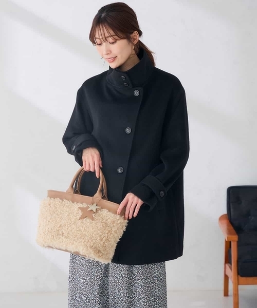 a.v.v(アーヴェヴェ)の「【WEB限定】スタンドカラー ミディ コート(ピーコート・レディース・ブラック/ライトグレー/グリーン・38/36/40)」の16枚目の写真