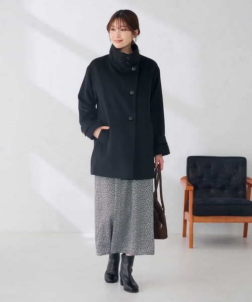 a.v.v(アーヴェヴェ)の「【WEB限定】スタンドカラー ミディ コート(ピーコート・レディース・ブラック/ライトグレー/グリーン・38/36/40)」の17枚目の写真
