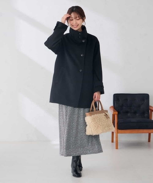 a.v.v(アーヴェヴェ)の「【WEB限定】スタンドカラー ミディ コート(ピーコート・レディース・ブラック/ライトグレー/グリーン・38/36/40)」の18枚目の写真