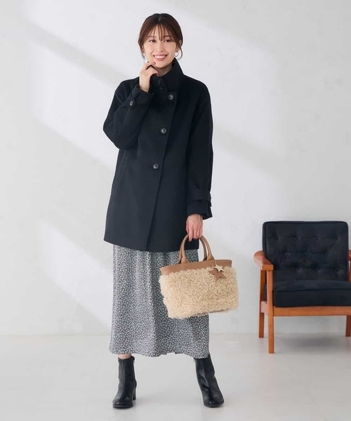 a.v.v(アーヴェヴェ)の「【WEB限定】スタンドカラー ミディ コート(ピーコート・レディース・ブラック/ライトグレー/グリーン・38/36/40)」の19枚目の写真