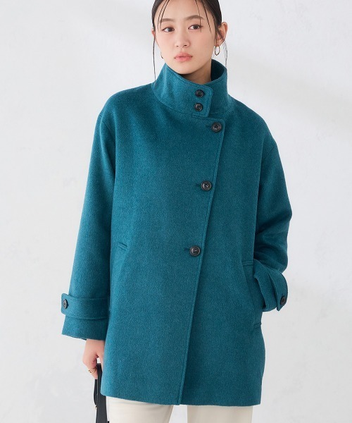 a.v.v(アーヴェヴェ)の「【WEB限定】スタンドカラー ミディ コート(ピーコート・レディース・ブラック/ライトグレー/グリーン・38/36/40)」の3枚目の写真