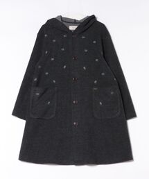 SUPER HAKKA（スーパーハッカ）の「ポリエステルレーヨンウールダブルフェイスプチフローラ刺繍フーディコート（MA-1）」
