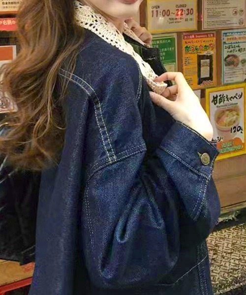 Miniministore(ミニミニストア)の「レース襟デニムジャケットレディース韓国風(デニムジャケット・レディース・インディゴブルー・M/L)」の17枚目の写真