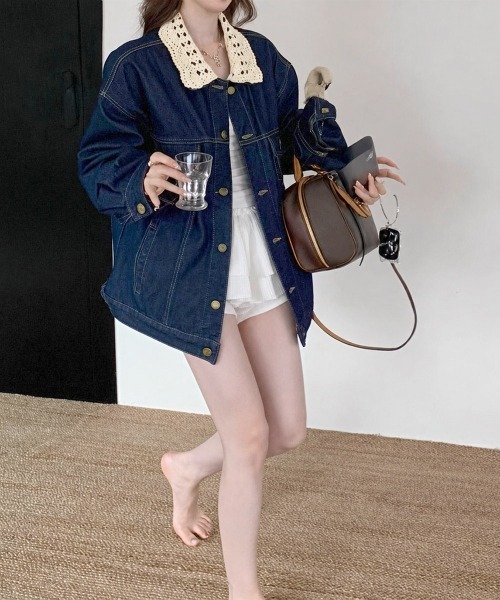 Miniministore(ミニミニストア)の「レース襟デニムジャケットレディース韓国風(デニムジャケット・レディース・インディゴブルー・M/L)」の21枚目の写真