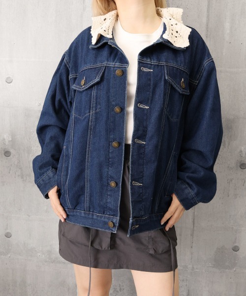 Miniministore(ミニミニストア)の「レース襟デニムジャケットレディース韓国風(デニムジャケット・レディース・インディゴブルー・M/L)」の2枚目の写真