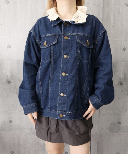 Miniministore(ミニミニストア)の「レース襟デニムジャケットレディース韓国風(デニムジャケット・レディース・インディゴブルー・M/L)」の3枚目の写真