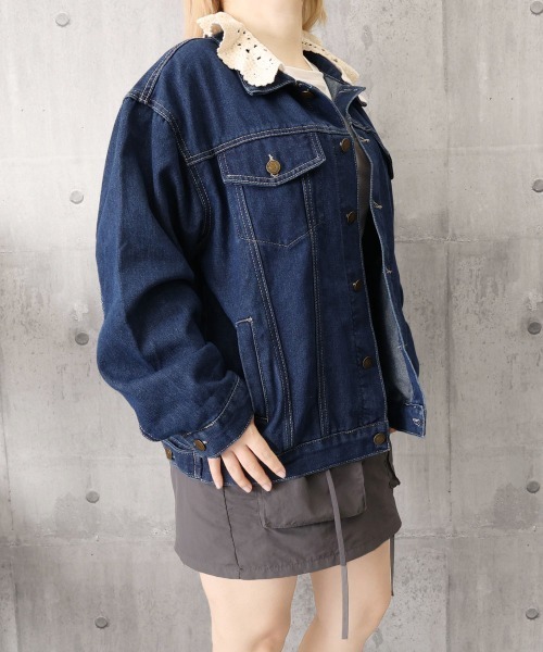 Miniministore(ミニミニストア)の「レース襟デニムジャケットレディース韓国風(デニムジャケット・レディース・インディゴブルー・M/L)」の4枚目の写真