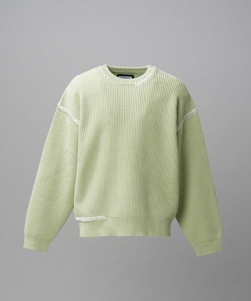 MAISON SPECIAL（メゾンスペシャル）の「《UNISEX》ハンドステッチプライムオーバークルーネックニットトップス/Hand Stitch Prime-Over Crewneck Sweater【MAISON SPECIAL/メゾンスペシャル】（ニット/セーター・メンズ・バーガンディー/ブラック/ライトグリーン/グレイッシュベージュ・0/1/2）」の14枚目の写真