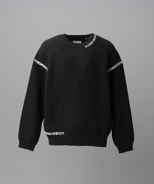 MAISON SPECIAL（メゾンスペシャル）の「《UNISEX》ハンドステッチプライムオーバークルーネックニットトップス/Hand Stitch Prime-Over Crewneck Sweater【MAISON SPECIAL/メゾンスペシャル】（ニット/セーター・メンズ・バーガンディー/ブラック/ライトグリーン/グレイッシュベージュ・0/1/2）」の12枚目の写真