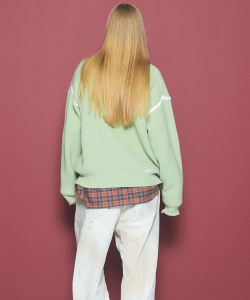 MAISON SPECIAL（メゾンスペシャル）の「《UNISEX》ハンドステッチプライムオーバークルーネックニットトップス/Hand Stitch Prime-Over Crewneck Sweater【MAISON SPECIAL/メゾンスペシャル】（ニット/セーター・メンズ・バーガンディー/ブラック/ライトグリーン/グレイッシュベージュ・0/1/2）」の17枚目の写真