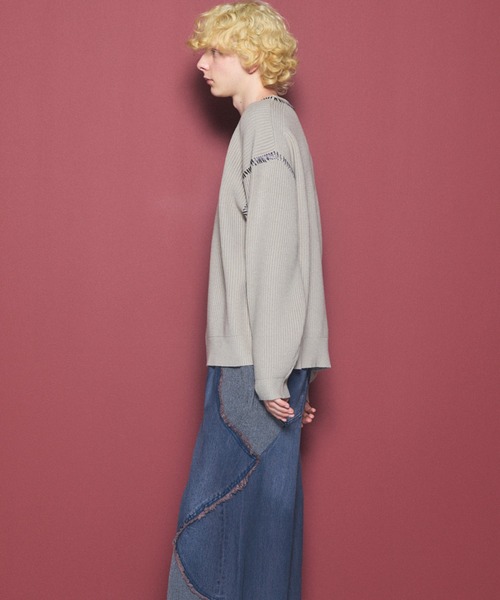 MAISON SPECIAL（メゾンスペシャル）の「《UNISEX》ハンドステッチプライムオーバークルーネックニットトップス/Hand Stitch Prime-Over Crewneck Sweater【MAISON SPECIAL/メゾンスペシャル】（ニット/セーター・メンズ・バーガンディー/ブラック/ライトグリーン/グレイッシュベージュ・0/1/2）」の21枚目の写真