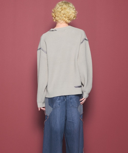 MAISON SPECIAL（メゾンスペシャル）の「《UNISEX》ハンドステッチプライムオーバークルーネックニットトップス/Hand Stitch Prime-Over Crewneck Sweater【MAISON SPECIAL/メゾンスペシャル】（ニット/セーター・メンズ・バーガンディー/ブラック/ライトグリーン/グレイッシュベージュ・0/1/2）」の20枚目の写真
