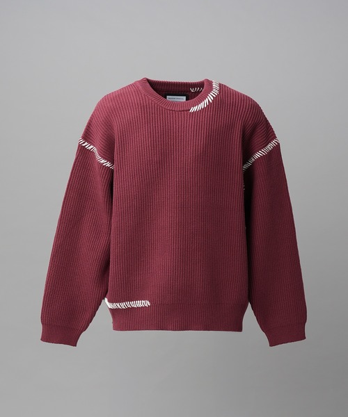 MAISON SPECIAL（メゾンスペシャル）の「《UNISEX》ハンドステッチプライムオーバークルーネックニットトップス/Hand Stitch Prime-Over Crewneck Sweater【MAISON SPECIAL/メゾンスペシャル】（ニット/セーター・メンズ・バーガンディー/ブラック/ライトグリーン/グレイッシュベージュ・0/1/2）」の11枚目の写真