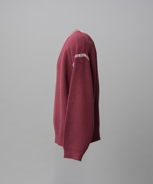 MAISON SPECIAL（メゾンスペシャル）の「《UNISEX》ハンドステッチプライムオーバークルーネックニットトップス/Hand Stitch Prime-Over Crewneck Sweater【MAISON SPECIAL/メゾンスペシャル】（ニット/セーター・メンズ・バーガンディー/ブラック/ライトグリーン/グレイッシュベージュ・0/1/2）」の10枚目の写真