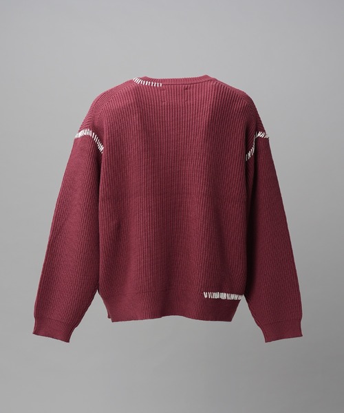 MAISON SPECIAL（メゾンスペシャル）の「《UNISEX》ハンドステッチプライムオーバークルーネックニットトップス/Hand Stitch Prime-Over Crewneck Sweater【MAISON SPECIAL/メゾンスペシャル】（ニット/セーター・メンズ・バーガンディー/ブラック/ライトグリーン/グレイッシュベージュ・0/1/2）」の9枚目の写真