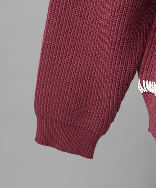 MAISON SPECIAL（メゾンスペシャル）の「《UNISEX》ハンドステッチプライムオーバークルーネックニットトップス/Hand Stitch Prime-Over Crewneck Sweater【MAISON SPECIAL/メゾンスペシャル】（ニット/セーター・メンズ・バーガンディー/ブラック/ライトグリーン/グレイッシュベージュ・0/1/2）」の6枚目の写真